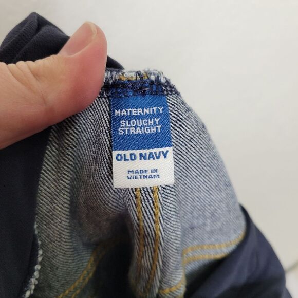 Old Navy Size 18 Dark Wash Full Panel Maternity Slouchy Straight Jeans - Picture 8 of 10